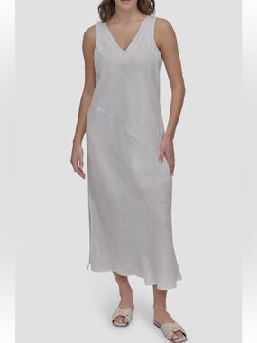 DKNY Pure Asymmetric Sleeveless Linen Dress